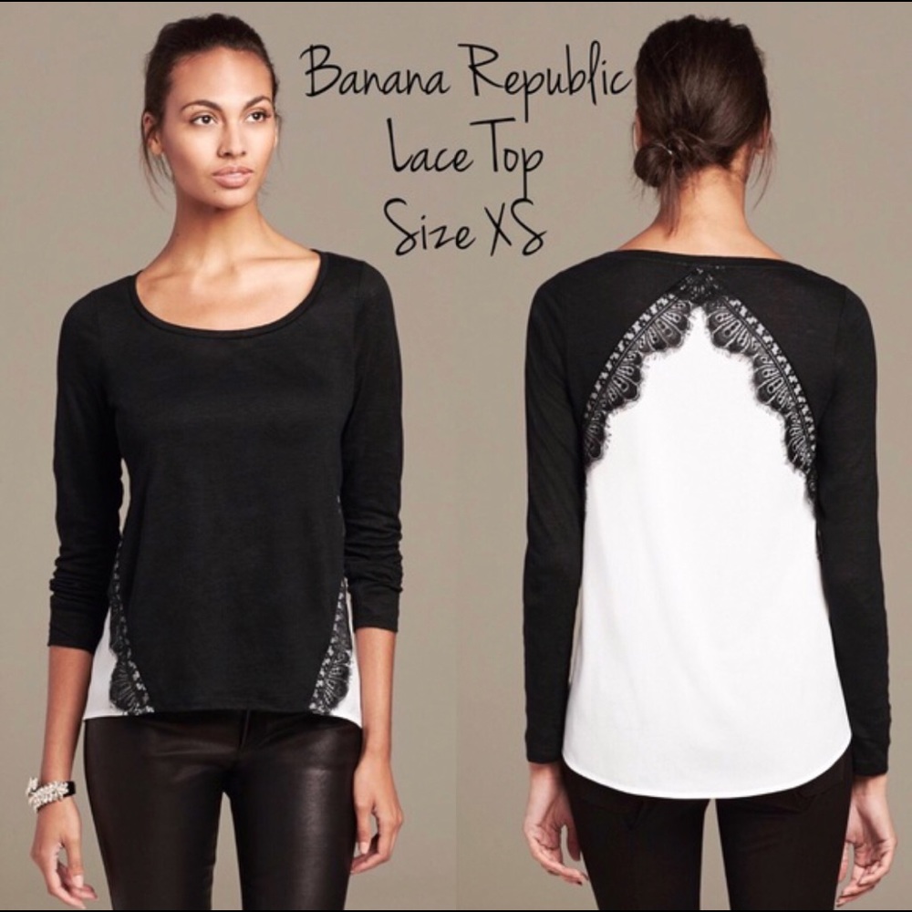 Banana Republic lace top, black & white